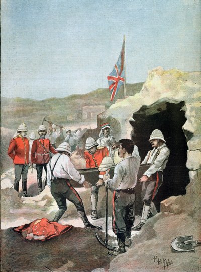 Le Sirdar Kitchener (1850-1916) jetant les cendres du Mahdi au vent au Soudan, illustré par P.H. Ripp, septembre 1898 - French School