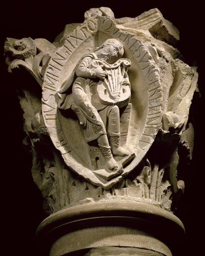Les sons de la musique, chapiteau de colonne du déambulatoire de Cluny, c.1115 - French School