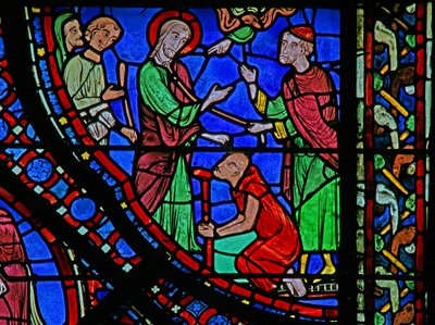 La fenêtre de Saint Jacques : guérit un paralytique - French School