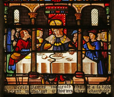 La fenêtre de Saint Louis : Louis nourrit les pauvres - French School