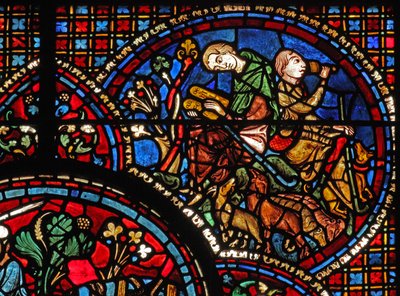 Saint Lubin : étudie pendant que son compagnon boit en gardant les moutons - French School