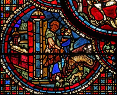 Saint Lubin : avec son chien garde le troupeau - French School