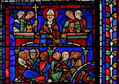 La fenêtre de Saint Martin : le saint prêche - French School