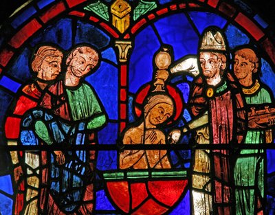 La fenêtre de Saint Martin : le baptême du saint - French School
