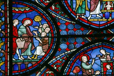 La fenêtre de Saint Thomas : distribue du pain aux pauvres - French School