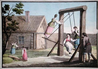 La balançoire en Russie, début du XIXe siècle - French School