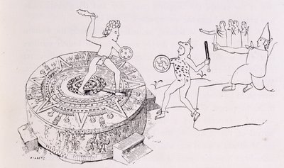 Le Temalacati, ou Pierre Gladiatoriale, du Codex Ramirez, de 