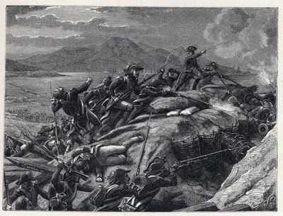 La Terreur pendant la Révolution française : le siège de Toulon de septembre à décembre 1793 par les troupes du capitaine Napoléon Bonaparte contre la ville alliée aux forces anglaises. - French School