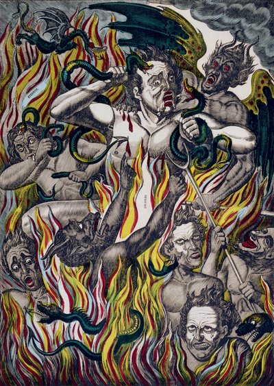 Le Tourment des damnés en enfer - French School