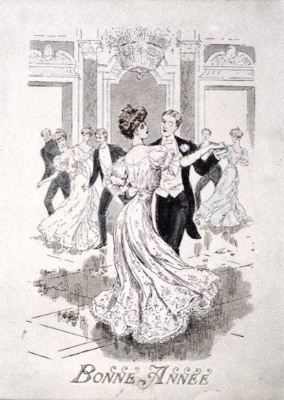La Valse, carte de vœux française, fin du XIXe siècle - French School