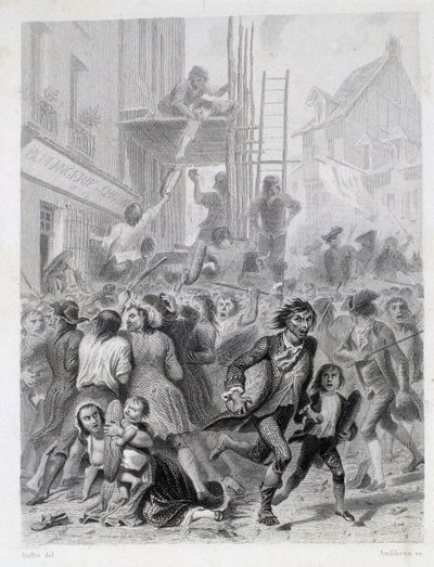 La Guerre des Farines : émeute devant une boulangerie en mai 1775 (premiers fruits de la Révolution française) - French School