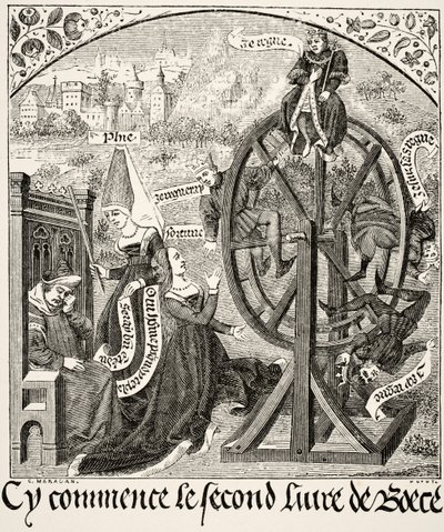 La Roue de la Fortune, de Science et Littérature au Moyen Âge par Paul Lacroix (1806-84) publié à Londres en 1878 - French School