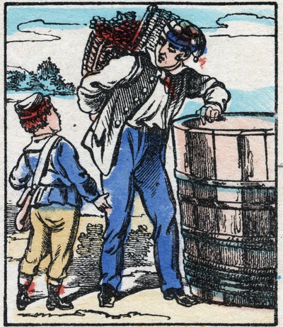Le Vigneron. Gravure dans « La chanson des métiers ». Imagerie d