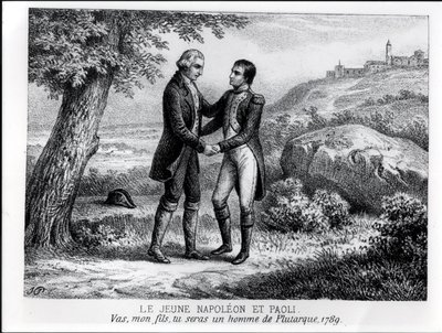 Le jeune Napoléon Bonaparte (1769-1821) rencontrant Pasquale Paoli (1725-1807) en 1789, d