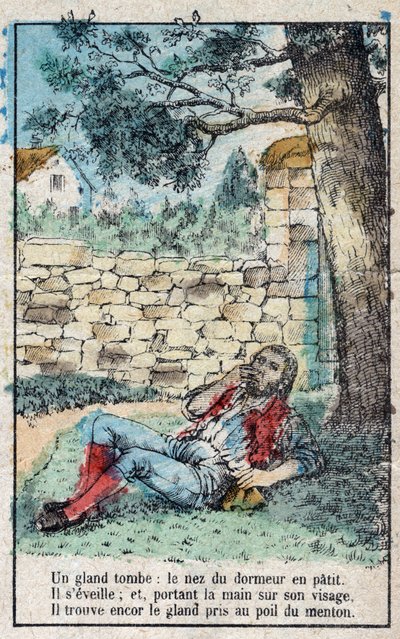 Le gland et la citrouille. Fables de Jean de La Fontaine (1621-95). Imagerie d