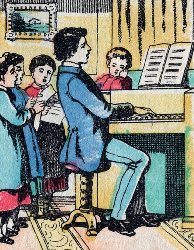 Les activités des filles de bonnes familles : apprentissage de la musique - Image d