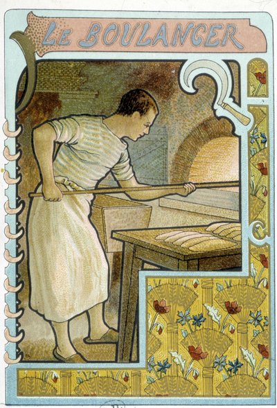 Le boulanger à son four - French School