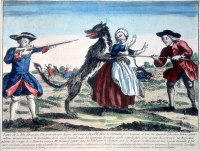 La bête du Gévaudan tuée par des soldats - French School
