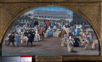 La marche du pain et la marche de la volaille sur le Quai des Augustins vers 1670 - French School