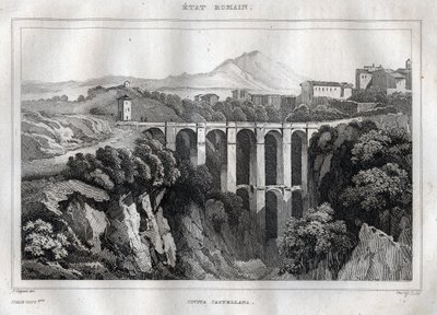 Le pont à double arcades - CIVITA CASTELLANA - Province de Viterbo - Italie - Gravure de « L
