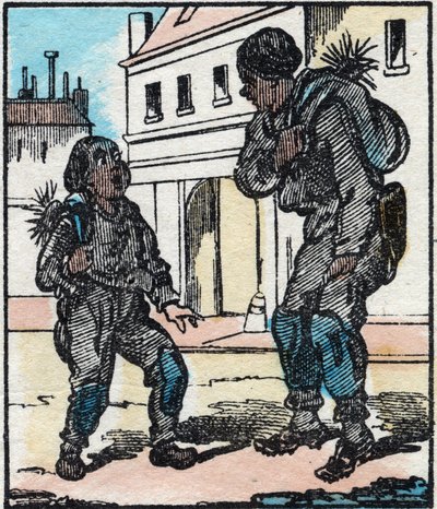 Le ramoneur. Gravure dans "La chanson des métiers". Imagerie d
