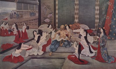 Les concubines de Taira no Kiyomori tentent de le rafraîchir en lui faisant prendre des bains froids et en l