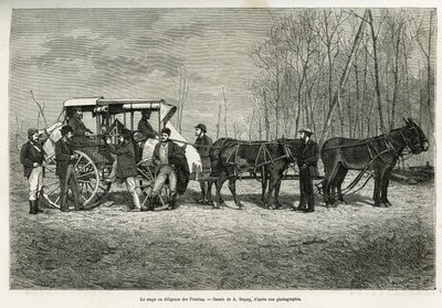 La course ou diligence sur le cheval des prairies, dessin de A. Dupuis, pour illustrer le récit d