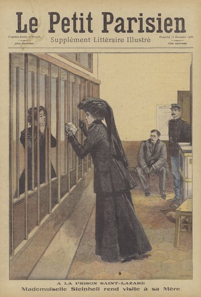 La fille de Marguerite Steinheil visitant sa mère à la prison de Saint-Lazare, Paris - French School