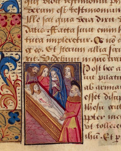 La déposition du Christ dans le tombeau, miniature du Livre d