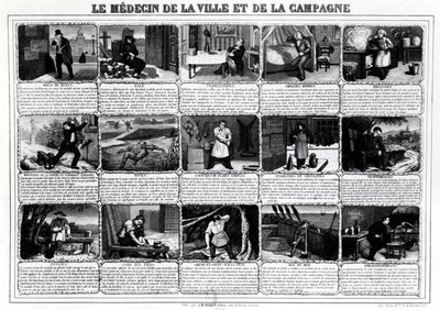 Le médecin de la ville et de la campagne et leurs différents patients, publié par J.B. Gadolachez Cours de Brosses à Lyon, fin XIXe - French School