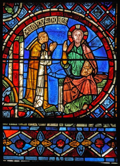 Le donateur Henry Noblet priant devant le Christ - French School