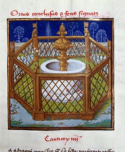 Le jardin clos et la fontaine. Miniature du Maître de Dreux-Budé (André d