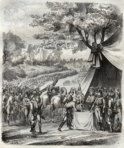 La fin de la guerre de Vendée - Hoche signe un traité avec les Bretons - Révolution française - La pacification de la Vendée - Accords de la Mabilais, 20 avril 1795 - signés entre le général Hoche et les chefs chouans - Signature du traité de la Mabilais - French School