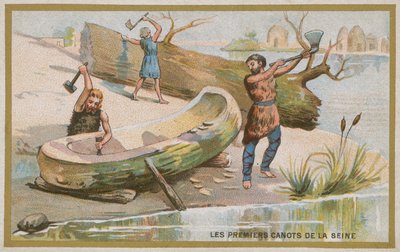 Les premiers canoës sur la Seine - French School