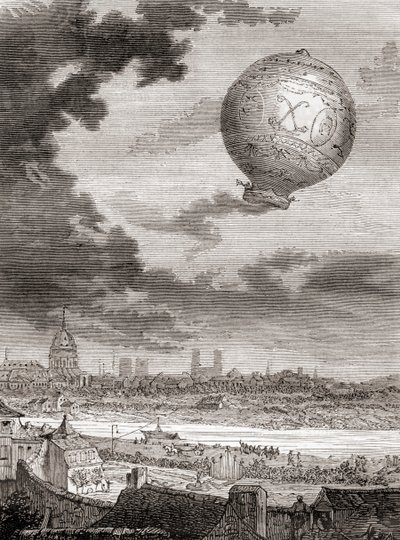 Le premier vol en ballon sans attache, par Jean-François Pilâtre de Rozier et le marquis d