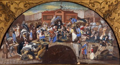 La vente aux enchères de poissons aux Halles de Paris - French School