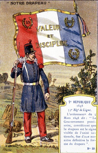 Le drapeau du 53e Régiment de Ligne de la 2e République - French School