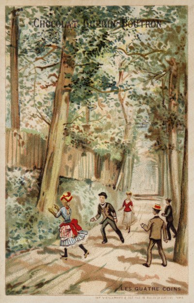 Les quatre coins (chromolithographie) - French School