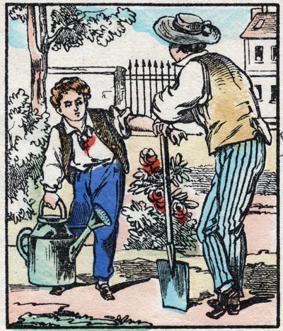 Le jardinier. Gravure dans « La chanson des métiers ». Imagerie d