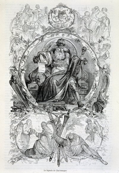 La légende de Charlemagne, gravure - French School