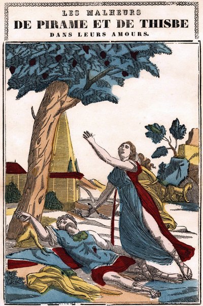 Les malheurs de Pyrame et Thisbé dans leur amour, racontés par Ovide dans "Les Métamorphoses". Image d