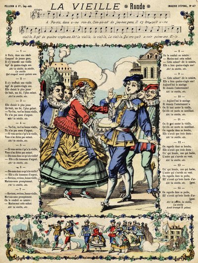 La vieille, chanson populaire. Image d