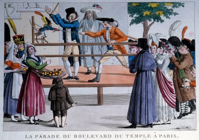 Le défilé du boulevard du Temple à Paris. Lithographie anonyme - French School