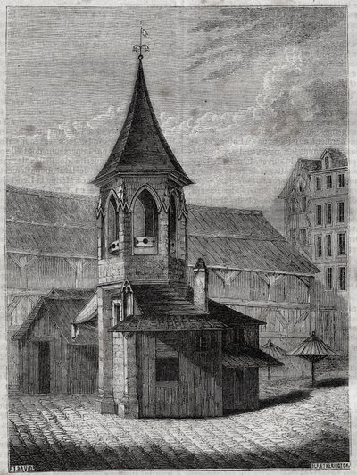 Le pilori des halles au 18ème siècle, construit sur l