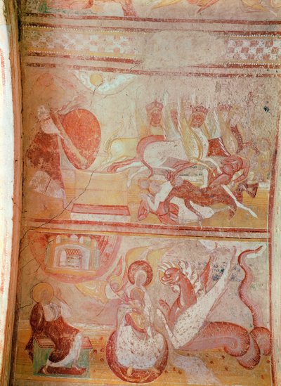 La peste des sauterelles et un dragon menaçant une femme - French School