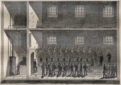 Les douches dans les prisons: les bains par aspersion à Fontevraud - Gravure dans « La Science française » - French School