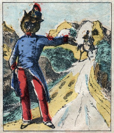 Le lion malade et le renard. Fables de Jean de La Fontaine (1621-95). Imagerie d