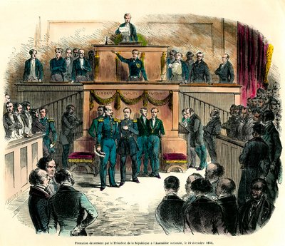 Le serment de Louis Napoléon III (Louis-Napoléon), officiellement proclamé président de la République, à l