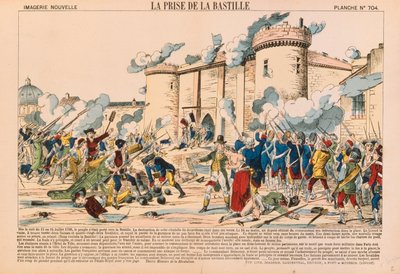 La prise de la Bastille pendant la Révolution française le 14 juillet 1789, publiée par Haguenthal, Pont-à-Mousson, 1840 - French School