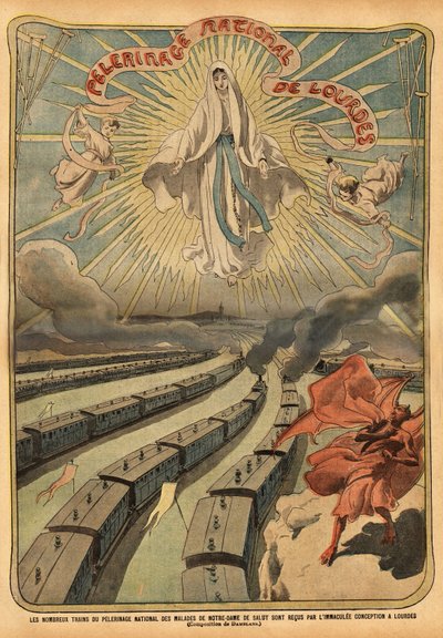 Les trains destinés au pélerinage national de Lourdes sont accueillis par la figure de Marie - French School